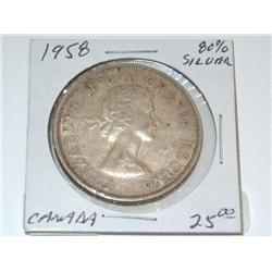 1958 Canadian Silver Dollar