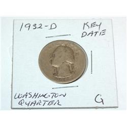 1932-D Washington Quarter Rare Keydate