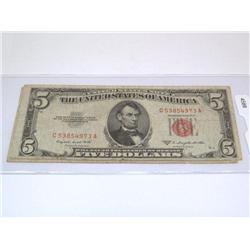 $5 US Note  Red Seal Times The Money