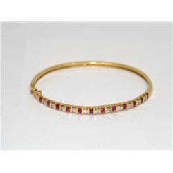 Diamonds & Burmese Ruby Hand Made Bangle Bracelet