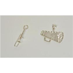 2 Sterling Silver Pendants, 1 megaphone, 1 trumpet