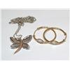 Image 1 : Butterfly Pendant With Chain & Hoop Earrings