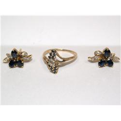 AAA Kashmir Sapphire, Diamonds Ring & Earrings