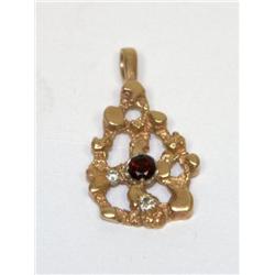 AAA Garnet & Diamonds Nugget Style Pendant