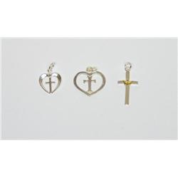 3 Sterling Silver Cross Pendants