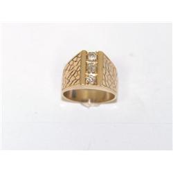 3 Diamonds Hand Made Nugget Style Men's Ring