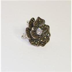 Sterling Silver CZ Flower Pin & Pendant