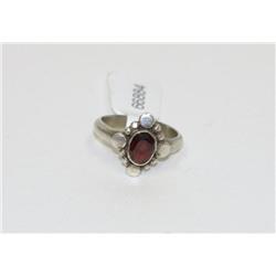 Sterling Silver Hand Crafted Oval Garnet Ring