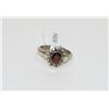 Image 1 : Sterling Silver Hand Crafted Oval Garnet Ring