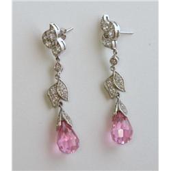 Sterling Silver Fancy Pink Earrings