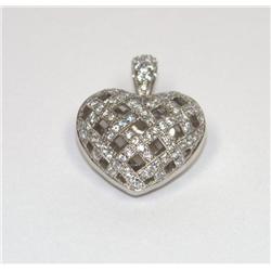 Sterling Silver CZ Heart Pendant