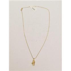 14k Gold Chain & Hand Holding  Diamond Pendant