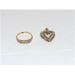 Diamonds Heart Shape Pendant & Diamonds Ring