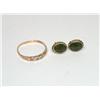 Image 1 : AAA Jade Wire Design Earrings & Gold Carved Ring