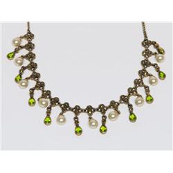 Sterling Silver Marcasite Pearl Necklace