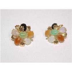 14k Gold Earrings W/ Multi-colored Stones