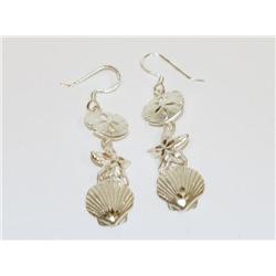 Sterling Silver Dangling Shell Earrings