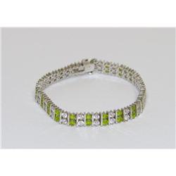 Sterling Silver CZ & Peridot Bracelet