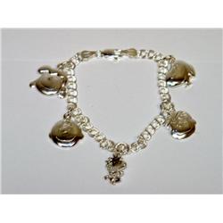 Sterling Silver Peanuts Characters Bracelet