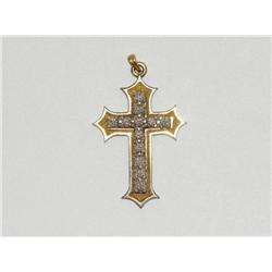 Diamonds Two Tone Hand made Cross Pendant