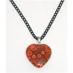Silver Chain With Heart Shaped Glass Pendant