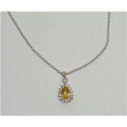 Sterling Silver Citrine Pendant With Chain