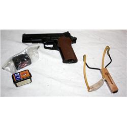 Pellet Gun, Sling Shot and Pellets
