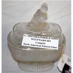 C. 1890's Gillinger+Sons Westward Ho Compote(Rare)