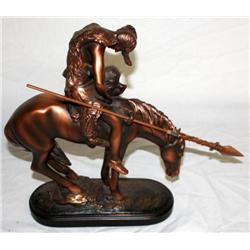 Bronze Statue Of A Indian On A Horse