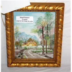 Framed Hand Painted French Porcelain Landscape