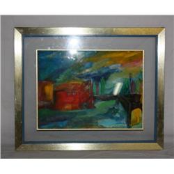 Oil Painting On Board In A Floating Frame