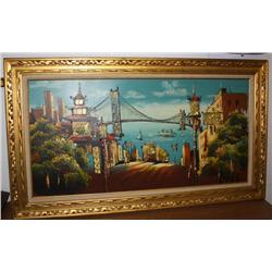 Framed Oil on Board with Lights