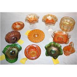 Lots Of 13 Pieces Of Carnival Glass