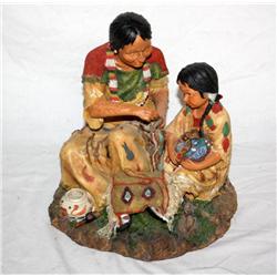 Sculpture Of 2 Indians 11" Tall