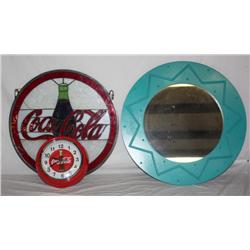 Lot- Coca Cola Clock & Stained Glass