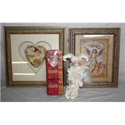 Lot of Porcelain Dolls and Framed Prints