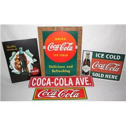 Lot of 5 Collectible Coke Signs