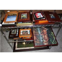 Rack Of Misc. Horse Framed Pictures