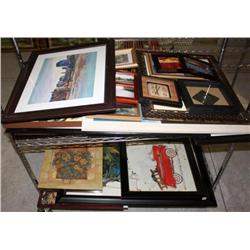 Rack Of Misc. Framed Pictures (Rack Not Included)