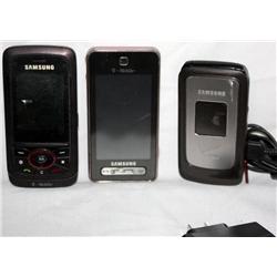 3 Samsung Cell Phones 1 Pink & Black Touch Screen