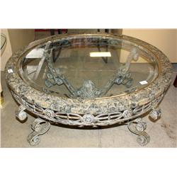 Glass Top and Stone Coffee Table