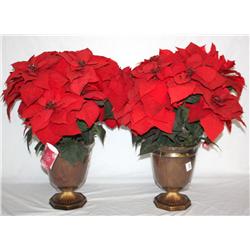 Lot of 2 Artificial Poinsetta Plants