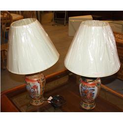 Set of Hand Painted Asian Lamps