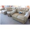 Image 1 : Leather Tan Sectional Sofa & Couch