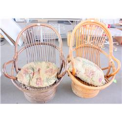 2 Wooden Swivel Chairs