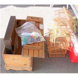 Wooden Chest & Bird Cage