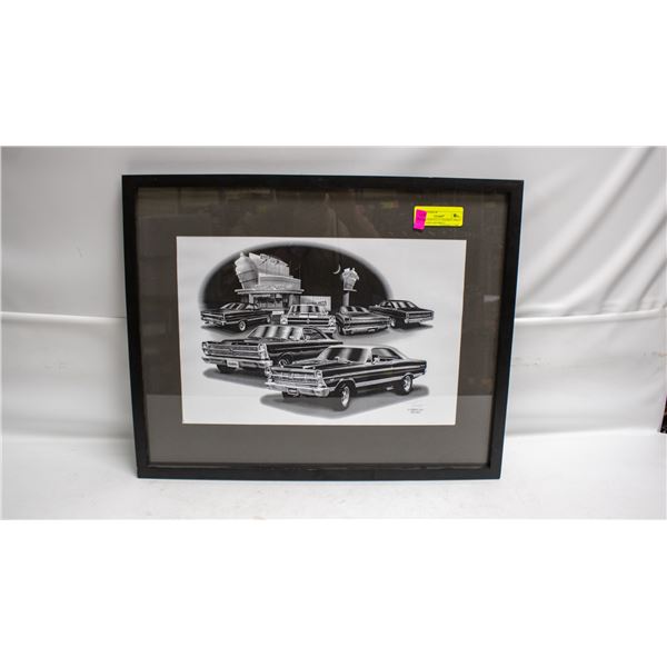 THOM SANSOUCLE FRAMED 1966-67 FORD FAIRLANE PRINT