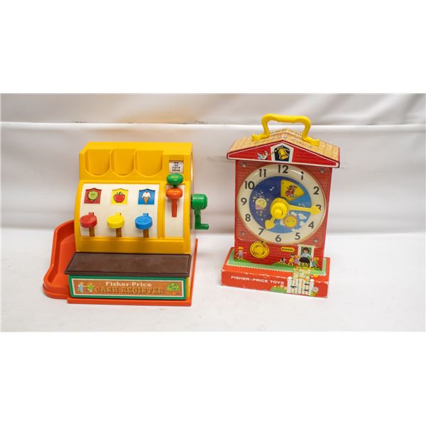 FISHER PRICE CASH REGISTER AND CLOCK