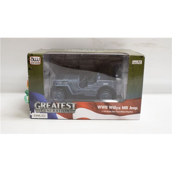 AUTOWORLD WILLYS MB JEEP WWII NAVY BLUE