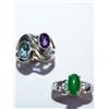 AAA Amethyst, Blue Topaz & Jade Ring Qty 2